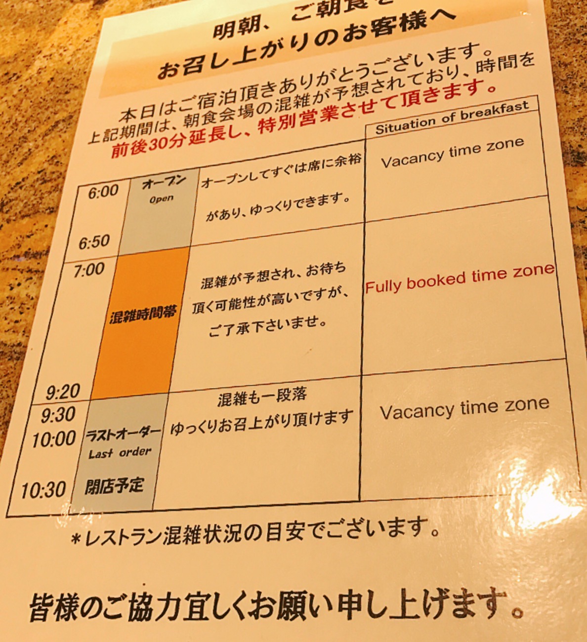 ドーミーインプレミアム札幌　朝食混雑状況